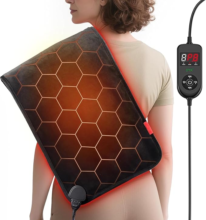 Far Infrared Heating Pad: 2X Carbon Fiber 3X Deeper Heat for Back Neck Shoulders Pain & Period Cramps – Graphene 3S Fast Heat – Soft Warm Plush Fabric for Women with 4H Auto Off– 12" x 24"