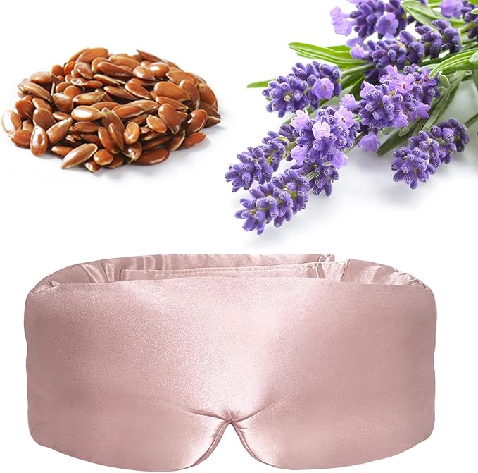 Purple Lavender Eye Mask, Weighted Sleep Mask for Dry Eyes, Microwave Heated Therapy, Adjustable Satin Eye Pillow