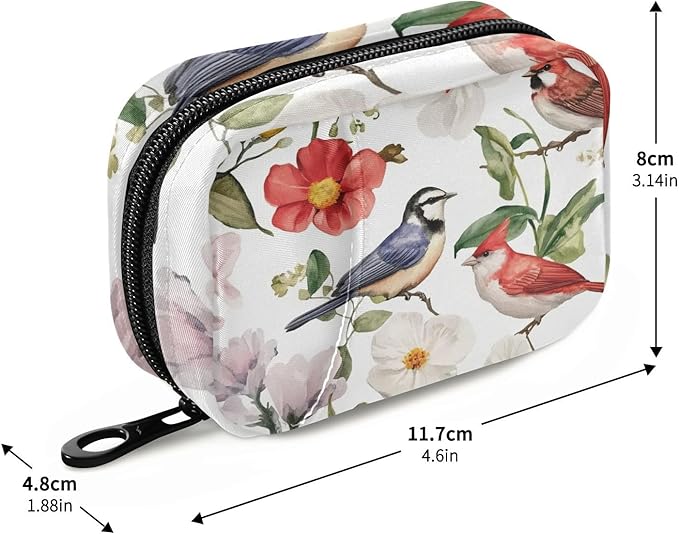 Travel Pill Case Leafs Flower Garden Floral Weekly Small Pill Box 7 Day Pill Box Pill Organizer Bag
