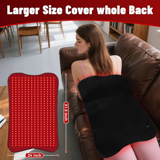 Red Light Therapy for Body, 31.5''× 24'' Eligible Red Light Therapy Pad, Dual Chip Grade 420 LEDs 660nm & 850nm Light Therapy Mat with Timer Remote Control