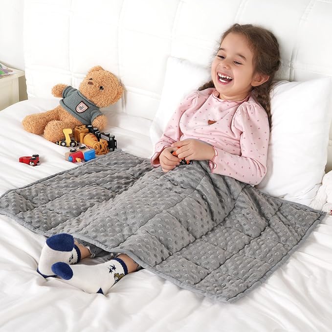 Kivik Weighted Lap Pad, Minky Dots Small Weighted Blanket 2lbs, 20"x30", Ultra-Soft Weighted Throw Blankets, All-Season Cozy Breathable Mini Lap Blanket for Calming and Better Sleep, Washable, Grey