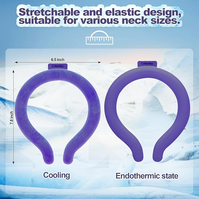 Cooling Neck Wrap with Insulated Bag, Reusable Ice Neck Ring & Body Cooler for Summer Heat, Wearable Cooling Tube Maintains 18°C/64°F for Outdoor, Sports, Travel (Navy)