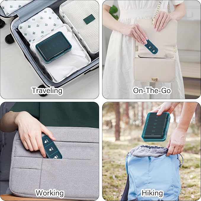 Weekly Pill Organizer 3 Times a Day, 7 Day Portable Pill Box for Pills, Vitamins, Fish Oil, Medication, Supplements (3x7 Blue)