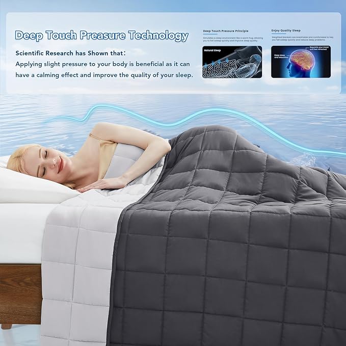 Topcee Weighted Blanket for Adults (15 lbs, 60" x 80") Queen Size Soft Cooling Heavy Blanket Sleeping, Apply to 130-160 lbs Body, Thick Breathable Blanket with Glass Bead, Easy Care