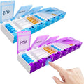 2 Pack Weekly Pill Organizer 2 Times a Day, Push Button Medicine Pill Organizer, Pill Box Case 7 Day AM PM BPA-Free, Pill Container for Vitamins, Fish Oil, Supplements Medication (Blue+Purple)