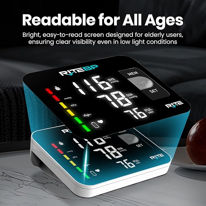 Digital Blood Pressure Monitor with 2 Large Arm Cuffs (22–42 cm) | Accurate & Easy-to-Use, USB Type-C Rechargeable, Automatic Upper Arm BP Machine for Home Use