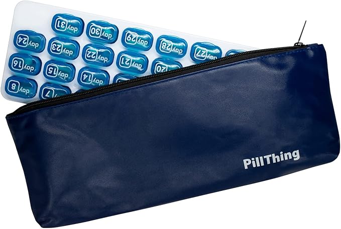 Travel Pill Pod Organizer Case 31 Day Monthly Pill Organizer Pods - Keep a Months Supply of medications, Vitamins & Supplements Ready to go - Great for Travel (Case Only)