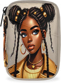 Fashion Glamorous Black Girl Travel Pill Organizer Box Weekly Portable Pill Case Daily Pills 7 Day Small Birth Control Pills Container Removable Compartments for Medicine Vitamins Fish Oil