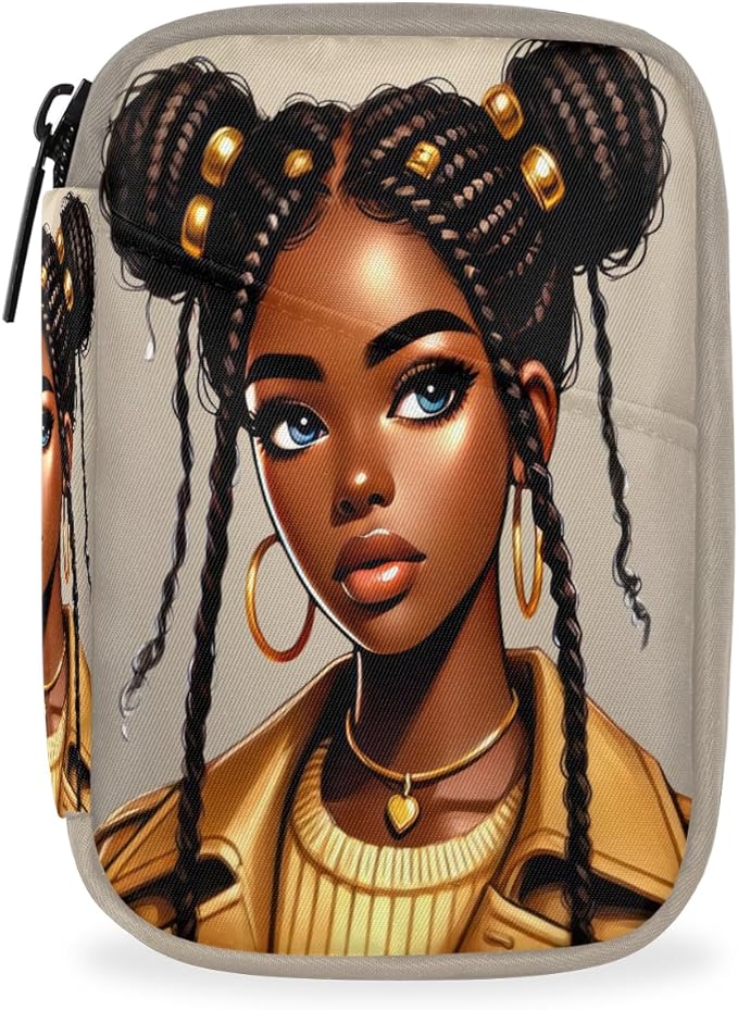 Fashion Glamorous Black Girl Travel Pill Organizer Box Weekly Portable Pill Case Daily Pills 7 Day Small Birth Control Pills Container Removable Compartments for Medicine Vitamins Fish Oil