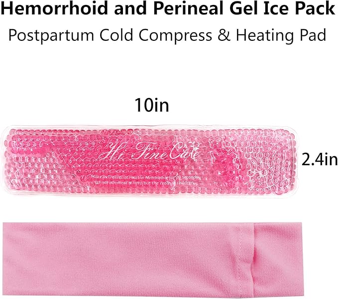 2 PCS Reusable Perineal Cooling Pad, Hemorrhoid and Perineal Ice Packs, Postpartum and Hemorrhoid Pain Relief, Hot & Cold Packs for Women After Pregnancy and Delivery(10X2.4in) Washable Sleeves