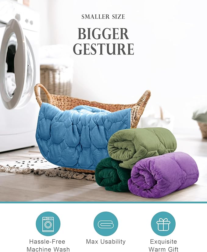 Cottonblue Weighted Lap Blanket Pad 7 lbs 29" x 24", Cozy Luxury Crystal Velvet Weighted Blanket for Adults, Small Weighted Blanket Throw All Season for Travel Relaxation Sleeping, Avocado Green