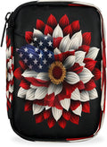 American Flag Daisy Flower Travel Pill Organizer Box Weekly Portable Pill Case Daily Pills 7 Day Small Birth Control Pills Container Removable Compartments for Medicine Vitamins Fish Oil