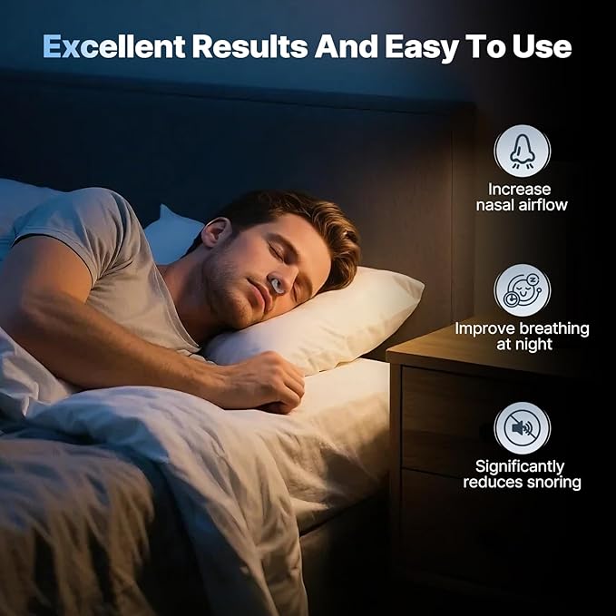 Anti Snoring Devices, Snore Stopper with Adjustable Magnet, Silicone Nose Clip Stop Snoring, Effective to Relieve Snoring, Snoring Solution for Comfortable and Quieter Sleep, Clear, M