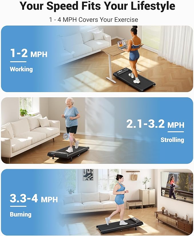 THERUN Walking Pad Treadmill with 10% Incline, Walking Pad for Home and Office, 2.5 HP, Under Desk Walking Pad with Remote Control and LED Display