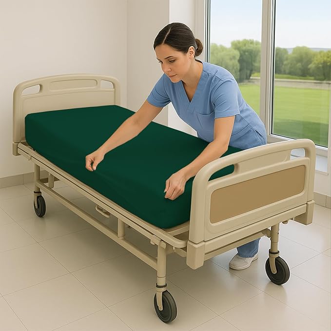 6 Pack Fitted Hospital Bed Sheets - Soft Microfiber Hospital Fitted Sheet - Hospital Bed Fitted Sheets (Olive, 36" x 84" x 12")