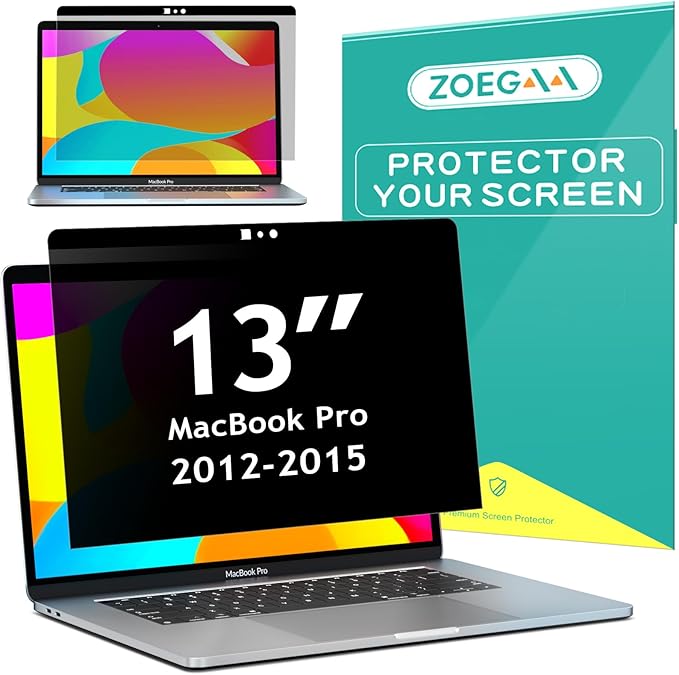 ZOEGAA Privacy Screen MacBook Pro 13 Inch (2012-2015), Magnetic Removable Anti Blue Light Filter Laptop Privacy Screen Protector with Camera Cover for MacBook 13'' Model (A1278, A1425, A1502)
