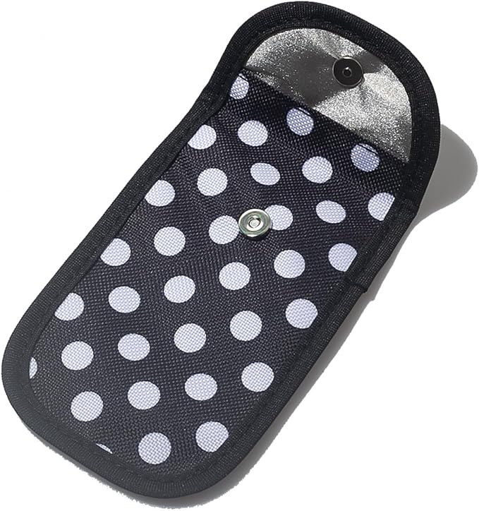 DQL faraday key fob protector, key fob signal blocker, faraday pouch, faraday bag for key fob, key signal blocker (Polka Dots)