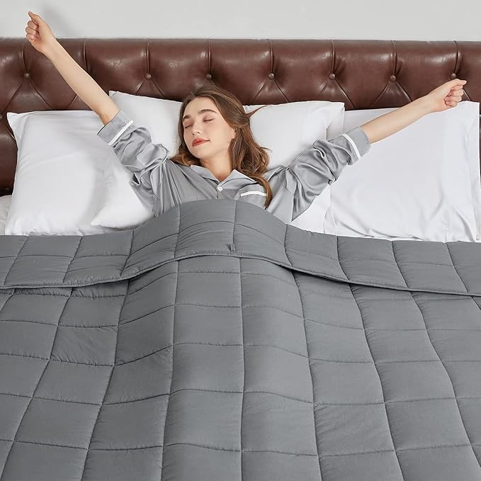 CYMULA Weighted Blanket for Adults (25lbs 80"x87" King Size) - Cooling Breathable Heavy Blankets for Summer Winter - Ultra Microfiber Soft Comfort Blanket with Glass Beads - Gifts for Men/Women