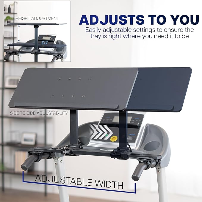 VIVO Wooden Laptop Treadmill Desk, Tilting Ergonomic Notebook Mount Stand with Mouse Pad and Wrist Support, Fits Both Round and Square Handlebars, Black, STAND-TDML4R