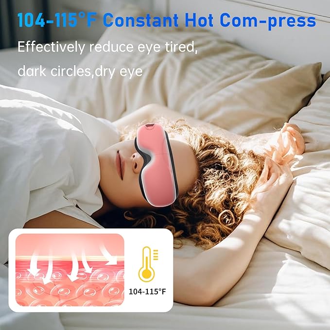 Eye Massager With Heat and Music. Heated Eye Massage for Migraines.Father's Day Birthday Gifts for Mom Dad Women Men Her Him.Eye Mask Massage.Face Massager Mask