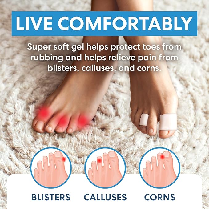 Dr. Frederick's Original Gel Toe Tubes 12 Piece Variety Pack - Small, Medium and Large Sizes - Toe Protectors & Separators for Calluses - Blisters - Corns