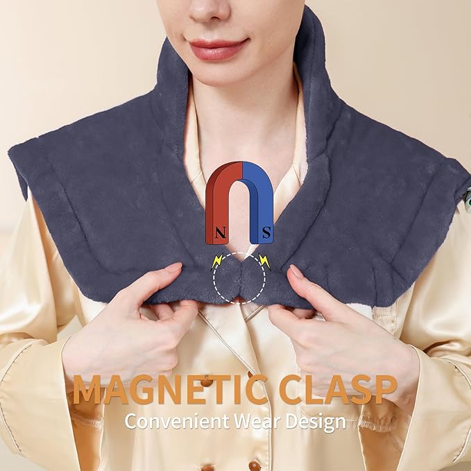 Heating Pad for Neck and Shoulders and Back Pain Relief, Weighted Heat Pad with Dry&Moist Heat, Neck Heating Pads 4 Heat Settings, Auto-Off, Christmas Gifts for Women Men Mom Dad, 19'' x 22'', Grey