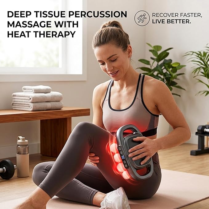 8 Head Massage Gun Deep Tissue, Multi Head Massager with 3 Modes & 30 Intensity Levels, Back Massager for Neck Shoulder Muscle Recovery, Portable Hand Massager Gift for Women & Men (White)