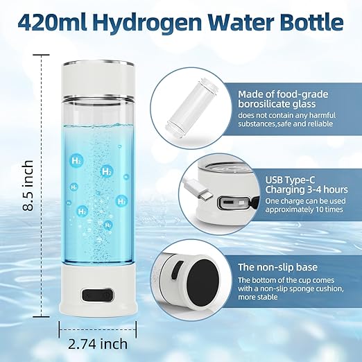 Hydrogen Water Bottle, 1500ppb Hydrogen Water Machine with SPE/PEM Technology, Alternative for Hydrogen Water Pitcher, Water Ionizer, Hydro Water Bottle for Health