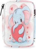Elephant Printing Travel Pill Organizer Bag Portable Weekly Pill Box Travel Medicine Organizer 7 Day Pill Case with Zipper for Daily Travel Family Business
