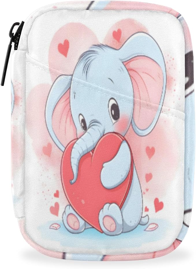 Elephant Printing Travel Pill Organizer Bag Portable Weekly Pill Box Travel Medicine Organizer 7 Day Pill Case with Zipper for Daily Travel Family Business