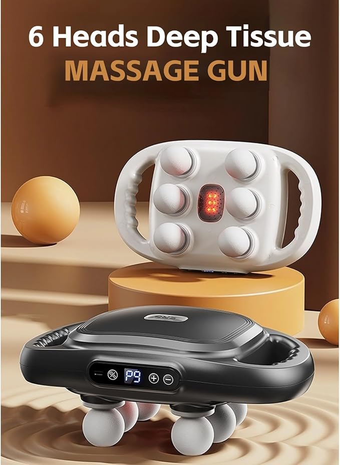 Yoidesu Massage Gun, Muscle Relaxation Massager High Frequency Vibration, 6 Head 9 Modes Back Massager for Pain Relief in Back, Leg, Neck, Shoulder and Body, Gift for Mothers Fathers