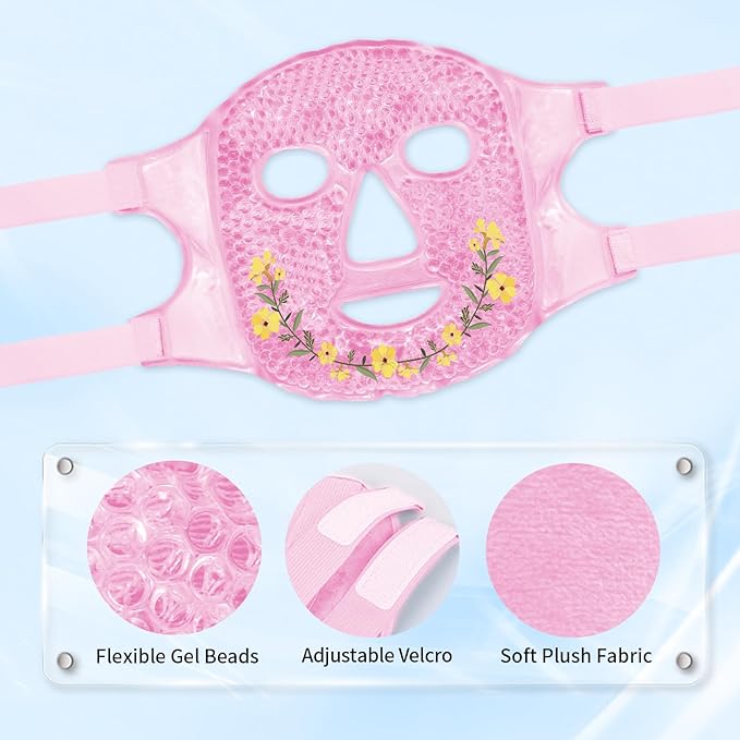 Cold Face Eye Masks Ice Face Mask Hot Cold Compress for Dark Circles, Puffiness, Migraines, Headache, Stress, Redness, Cooling Face Masks for Women Man, Skin Care