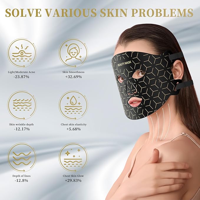 Red Light Therapy for Face & Neck, FDA-Cleared Red Light Mask with 850nm NIR, 7-1 Colors LED Light Therapy mask, Rechargeable LED Mask for Anti-Aging, Skin Firming & Radiant Glow at Home