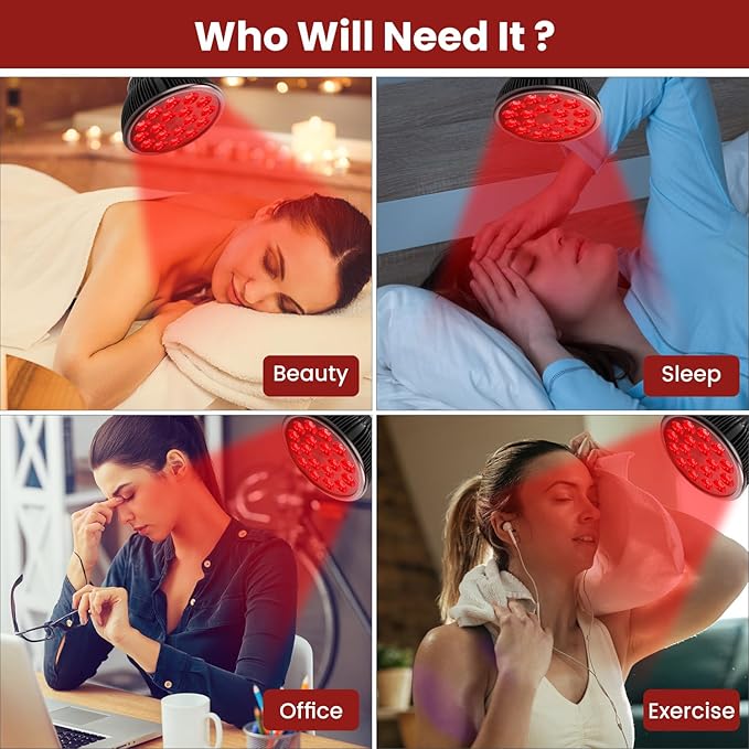 Red Light Therapy Bulb, 18 LEDs 660nm Red Light Therapy for Face and Neck, High Irradiance, Large Coverage Area Red Light Therapy Lamp, Suitable E26 Socket(Only Bulb)
