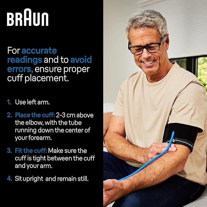 Braun ExactFit™ 2 Blood Pressure Monitors for Home Use - Accurate Blood Pressure Machine, Color-Coded Results, Large Display BP Monitor, Universal Upper Arm BP Cuff, 30 Memory Slots