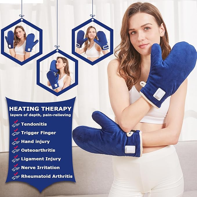 CAMECO 86℉-158℉ Heated Gloves for Arthritis Hand Pain Relief, 30s Heat Up Hand Heating Pad for Fingers & Wrists, Electric Hand Warmers Heated Mittens for Women Men, Auto Shut Off