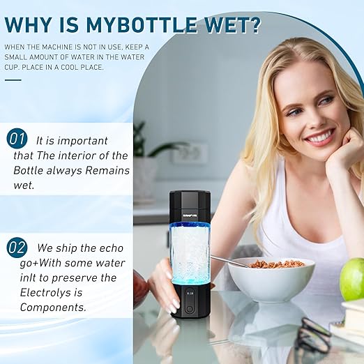 New Upgrade 10000PPB Hydrogen Water Bottle SPE/PEM Technology Seven Colorful Light Double Anti-Slip and Leak-Proof Hydrogen Water Generator with LCD Display (Black, H80)