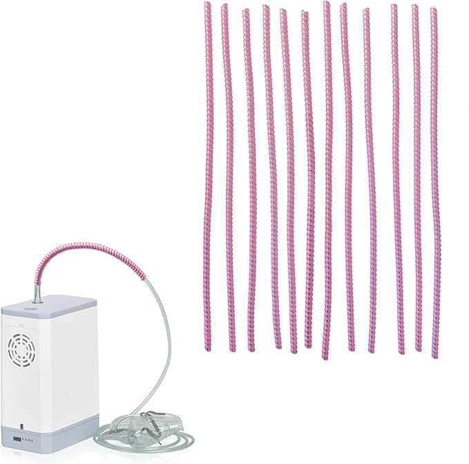 12 Pcs Oxygen Tubing Support Crimp Straightener,Oxygen Tubing Accessories,Oxygen Tube Jacket,Oxygen Tube Support for Oxygen Hose Nasal Cannula, pink