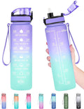 Enerbone Water Bottle, Leakproof BPA & Toxic Free, Motivational Water Bottle with Times to Drink and Straw, Fitness Sports Water Bottle with Strap for Office, Gym, Outdoor Sports