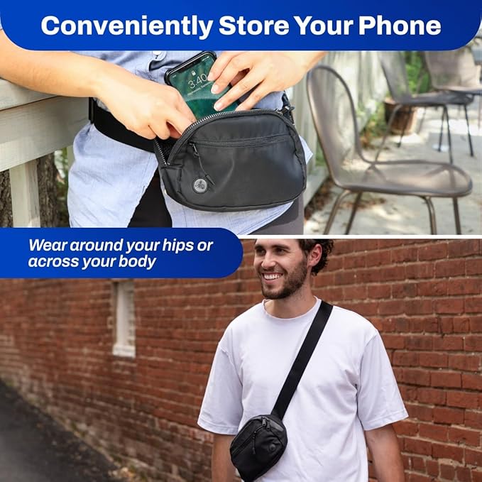 DefenderShield EMF & 5G Radiation Protection Fanny Pack - Hip Pack for Men & Women - Adjustable Waist Belt Bag with Pockets