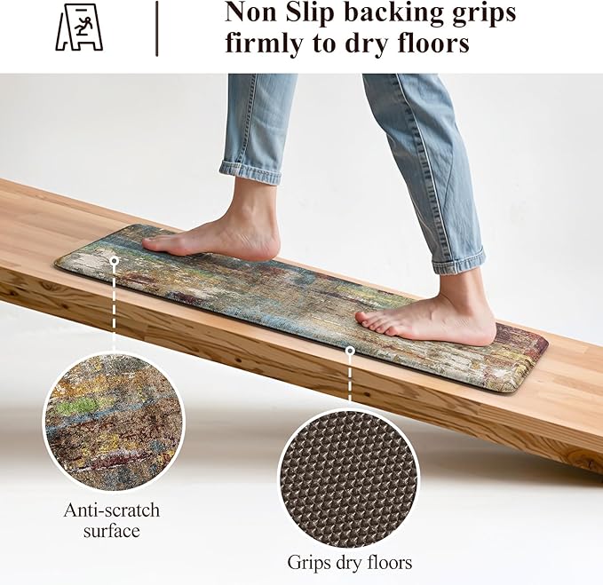 LEEVAN Kitchen Mats Cushioned Anti Fatigue Sets of 2,Non Slip Waterproof Kitchen Mats for Floor,Memory Foam Comfort Abstract Red Kitchen Floor Mat for Sink,Laundry,Home,Office,Desk(20"x31"+20"x47")