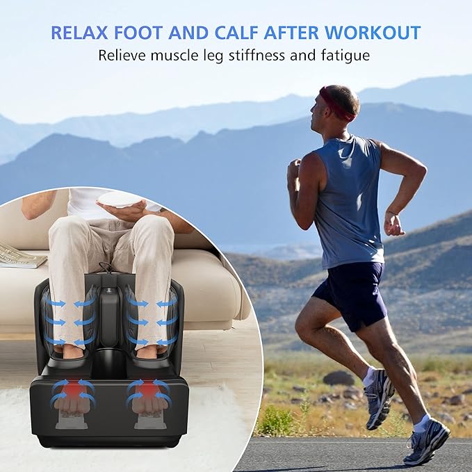 COMFIER 2 in 1 Foot Massager Machine, Shiatsu Foot and Calf Massager with Heat,Kneading,Vibration,Compression Massagers for Feet,Ankle,Leg,Tired Muscles & Plantar Fasciitis,Gift for Men Women