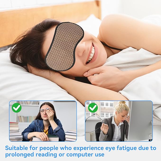 Magnetic Sleeping Eye Mask, Soft Adjustable Jade Stones Eye Masks Patch Magnet Therapy Eyeshade Eye Cover Masks for Women Men Sleeping Travel Naps, Home, Hotel (Red)