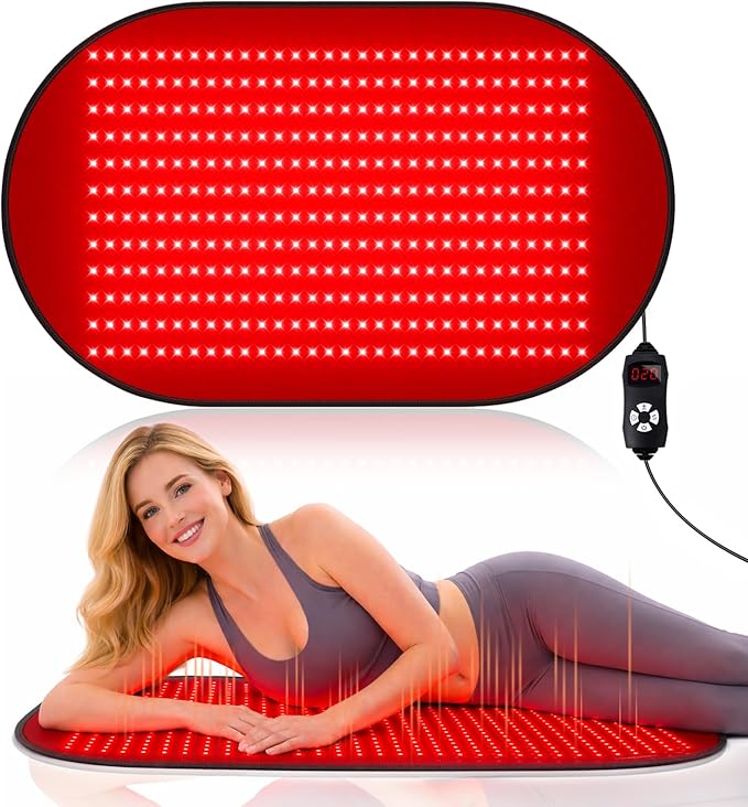 Red Light Therapy Mat for Body, 660nm & 850nm Red Light with 360 LEDs, 3 Modes & 5 Brightness Levels, Flexible Full Body Light Mat for Home, Office & Post-Workout Relaxation