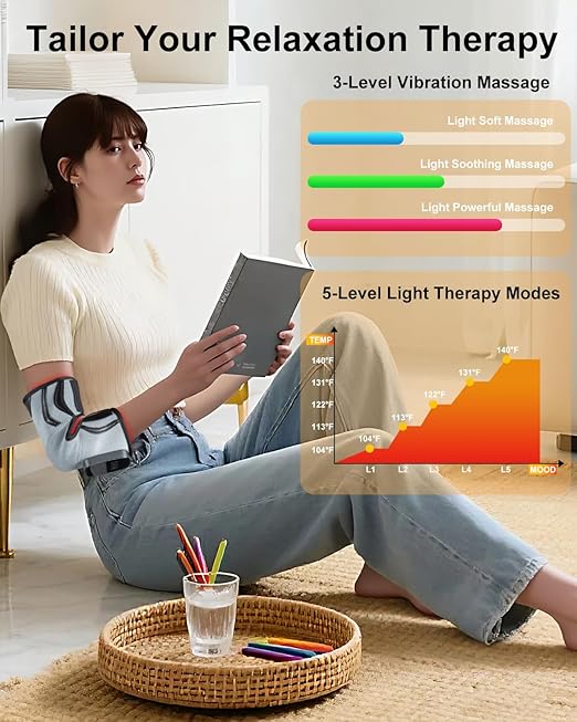 Red Light Therapy Knee Brace, 3D Knee Massager with 5 Brightness and 3 Vibration for Pain Relief, 660nm&850nm Near Infrared Light Therapy Brace, Gifts for Woman Man Elder, Rechargeable Knee Wrap