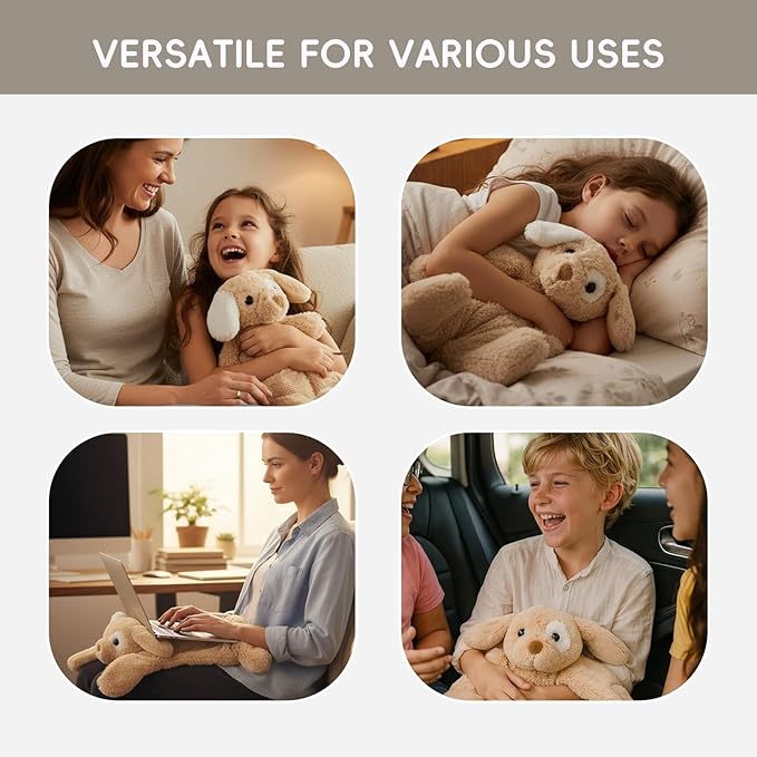 L'AGRATY Weighted Lap Pad for Kids 7 lbs, Sensory Needs Weighted Stuffed Animals Lap Blanket Soft Plush Hugging Sensory for Kids Teen Adults Removable Washable Cover