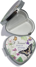 Lissom Design Pill Boxes - Small Pillbox for Purse or Pocket, Travel Organizer for Medicine or Jewelry, 2-Compartments, A Friend Loves - Heart Shaped