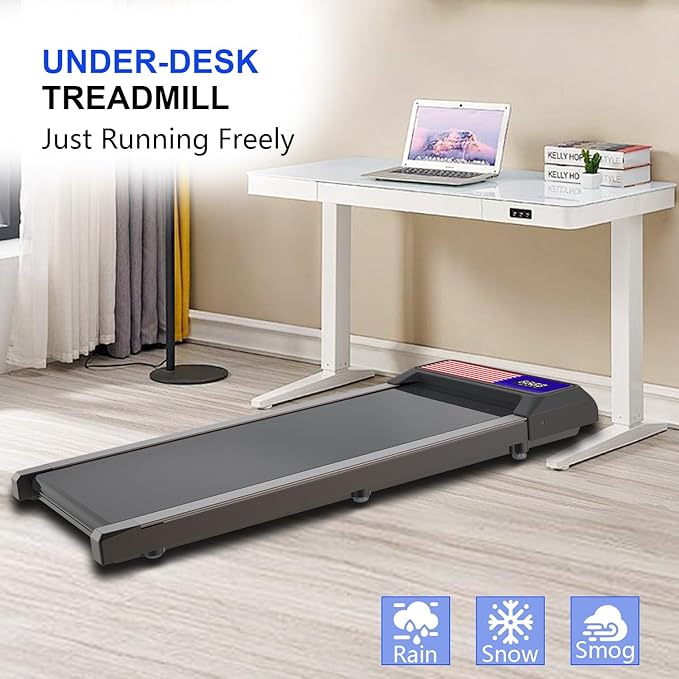 Under Desk Treadmill,Walking Pad with 5% Incline，Treadmills for Home & Office, 2.5HP Portable Treadmill with Remote Control and LED Display