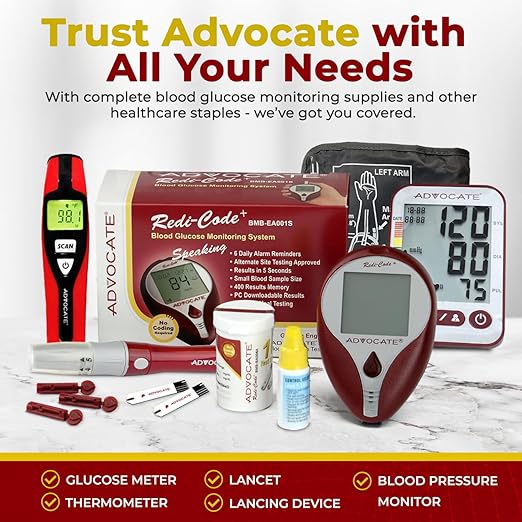 Advocate Lancing Device, Easy-to-Use Lancet Device for Diabetes Testing, Engineered to Reduce Pain, Provides Consistent Blood Samples, Depth Adjustable Lancet Pen, for Diabetics and Caregivers