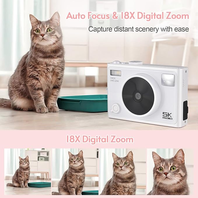 Andoer 5K Digital Camera WiFi Digital Video Camera 72MP Dual Lens 2.8 Inch IPS Screen Auto Focus 18X Digital Zoom LED Flash Color Filters Birthday Festival Gift for Students Teenagers Friends
